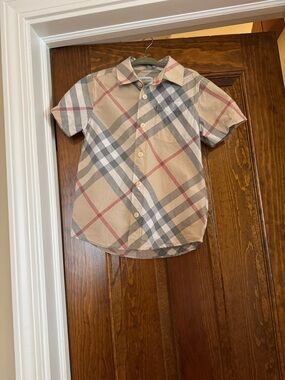 Burberry Boys' Beige Plaid Short-Sleeve Button-Up Owen shirt